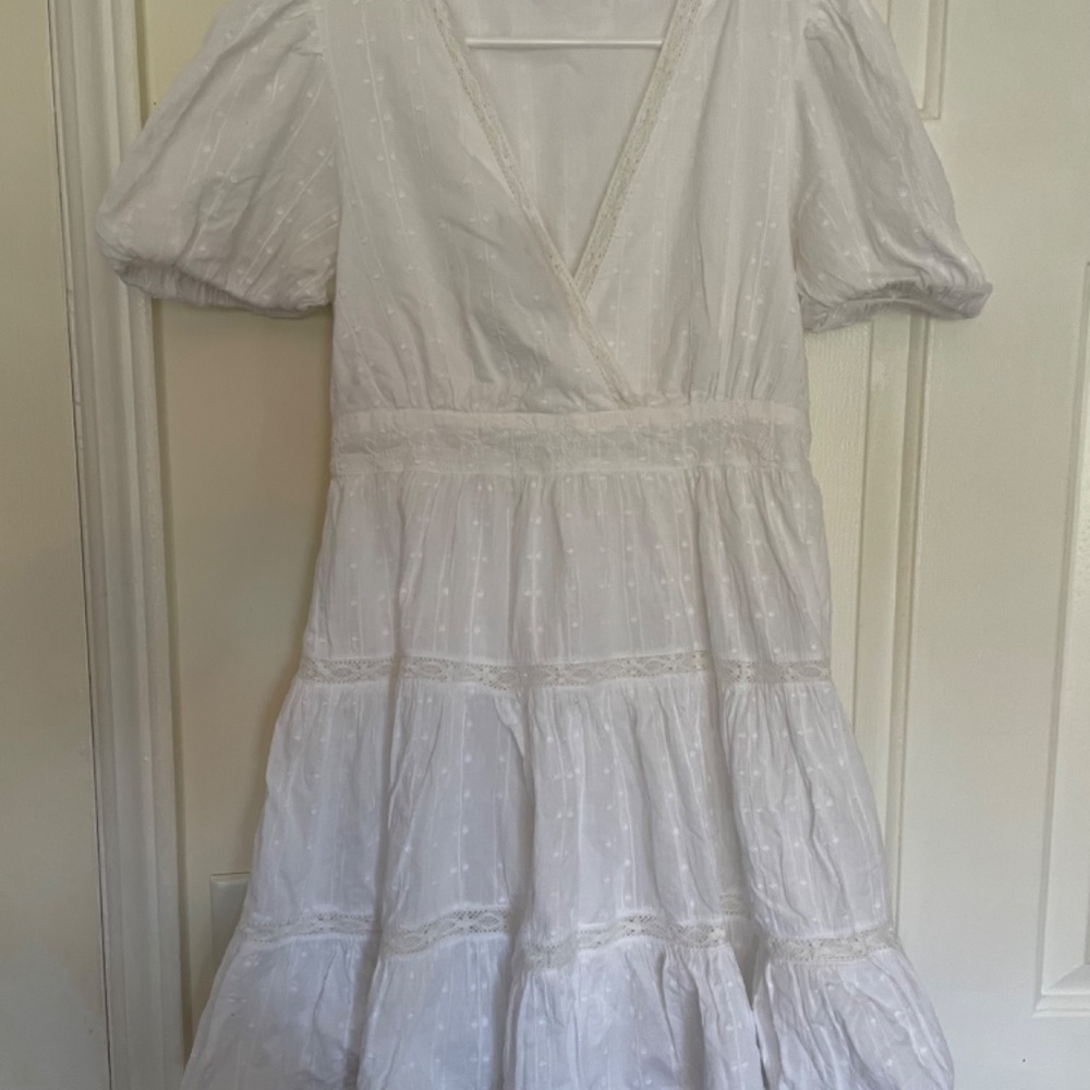 Zara White Lace Insert Dress  Medium M